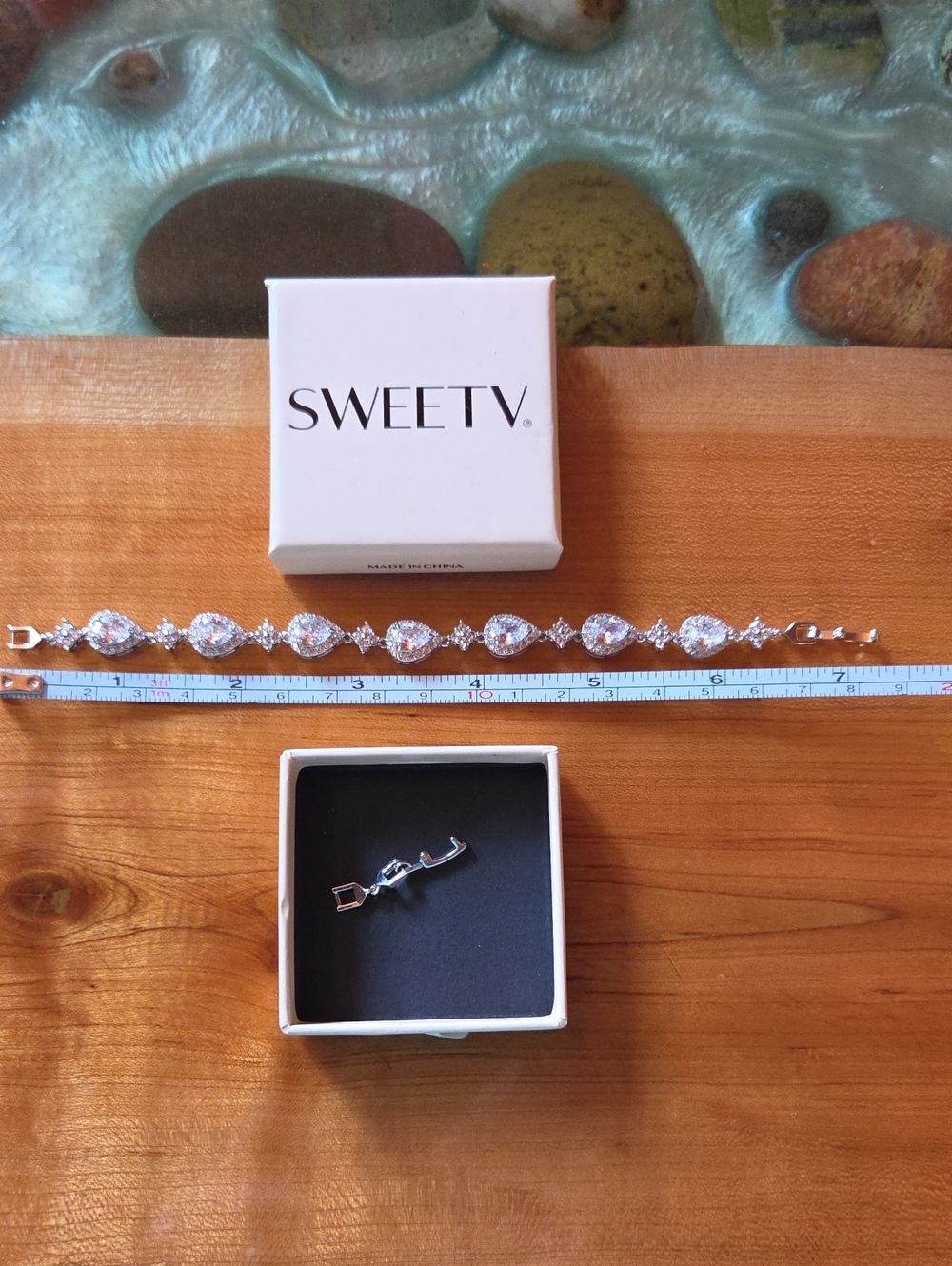 Silver Cubic Zirconia Teardrop Bracelet - Silver